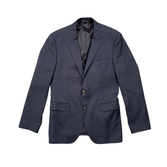 Hugo Boss Blazer Mens 38 Navy Virgin Wool Super 100 Two Button Sport Coat Jacket - Picture 1 of 13